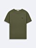 Short Sleeve Crew Neck Si̇gned Basic Green T-shirt