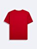Short Sleeve Crew Neck Si̇gned Basic Red T-shirt
