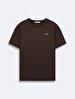 Short Sleeve Crew Neck Si̇gned Basic Brown T-shirt
