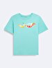 Short Sleeve Crew Neck Sign With Print Green T-shirt