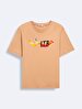 Short Sleeve Crew Neck Sign With Print Beige T-shirt