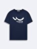 Short Sleeve Crew Neck Sign With Print Navy T-shirt