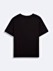 Short Sleeve Print With Print Crew Neck Black T-shirt