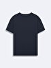 Short Sleeve Crew Neck Sign With Print Navy T-shirt