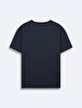 Short Sleeve Crew Neck Sign With Print Basic Navy T-shirt
