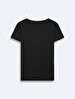 Short Sleeve V-neck Basic Print Black T-shirt