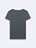 Short Sleeve V-neck Basic Print Anthracite T-shirt