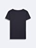 Short Sleeve V-neck Basic Print Anthracite T-shirt