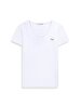 Short Sleeve V-neck Si̇gned Basic White T-shirt
