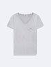 Short Sleeve V-neck Si̇gned Basic Anthracite T-shirt