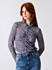 Pattern Shirred White Shirt