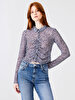 Pattern Shirred White Shirt