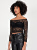 Lace Off-shoulder Ball Black Blouse