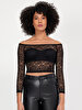 Lace Off-shoulder Ball Black Blouse