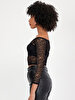 Lace Off-shoulder Ball Black Blouse