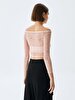 Lace Off-shoulder Ball Pink Blouse