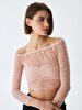 Lace Off-shoulder Ball Pink Blouse