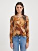 Pattern Ribbed Blouse