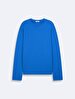Long Sleeve Crew Neck Basic Blue Sweatshirt