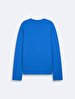 Long Sleeve Crew Neck Basic Blue Sweatshirt