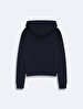 With Hood V-neck Basic Navy Sweatshirt
