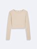 Long Sleeve Crew Neck Basic Beige T-shirt