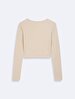 Long Sleeve Crew Neck Basic Beige T-shirt