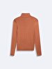 Long Sleeve Turtle Neck Basic Brown Sweatshirt