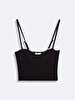 Sleeveless Spaghetti Strap Wired Crop Black Athlete