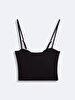 Sleeveless Spaghetti Strap Wired Crop Black Athlete