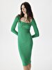 Ribbed Holly Binding Green Dress