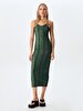 Pattern Long Green Dress