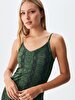 Pattern Long Green Dress