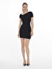 Collar Asymmetric Short Black Dress
