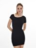 Collar Asymmetric Short Black Dress