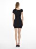 Collar Asymmetric Short Black Dress
