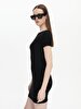 Collar Asymmetric Short Black Dress