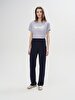 Yüksek Bel Straight Cut Navy Trousers