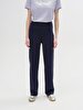 Yüksek Bel Straight Cut Navy Trousers