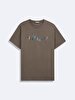 Short Sleeve Crew Neck Sign With Print Camel T-shirt