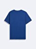 Short Sleeve Crew Neck Sign With Print Blue T-shirt
