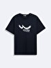 Short Sleeve Crew Neck Sign With Print Navy T-shirt