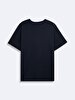 Short Sleeve Crew Neck Sign With Print Navy T-shirt