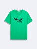 Short Sleeve Crew Neck Sign With Print Green T-shirt