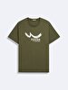 Short Sleeve Crew Neck Sign With Print Green T-shirt