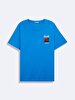 Short Sleeve Crew Neck Print With Print Blue T-shirt