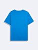 Short Sleeve Crew Neck Print With Print Blue T-shirt