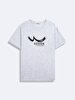 Short Sleeve Crew Neck Sign With Print Grey T-shirt