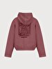 Long Sleeve With Hood Waist Elastic Purple Sweatshirt