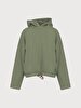 Long Sleeve With Hood Waist Elastic Green Sweatshirt